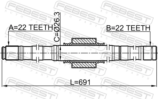 0212E11MT16L Febest Semieixo (acionador) dianteiro direito