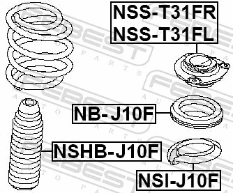 NSIJ10F Febest Espaçador (anel de borracha) da mola dianteira inferior