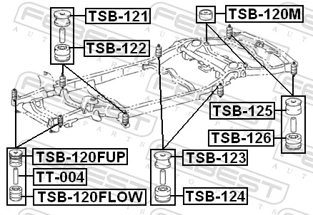 TT004 Febest Bucha de coxim de chassi (de fixação de carroçaria)