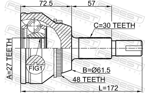 0110GSL20A48 Febest Junta homocinética externa dianteira