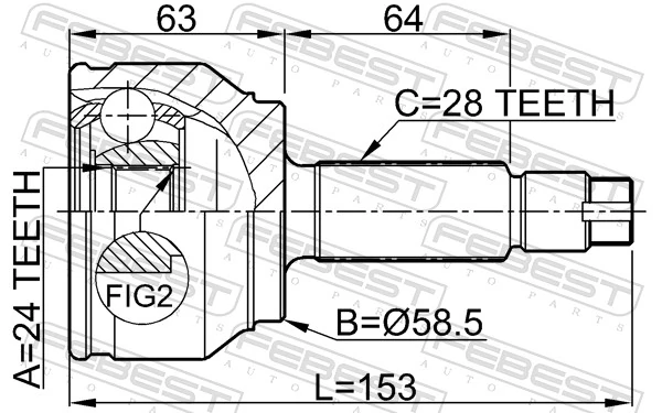  Junta homocinética externa dianteira Mazda 5 I monovolume (CR) (2005 - 2007) I