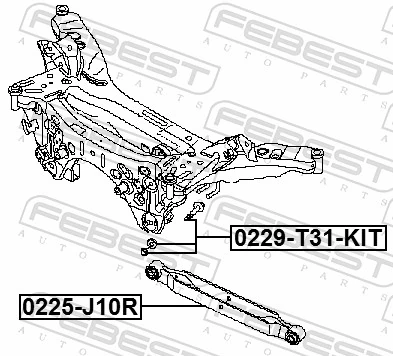 0229T31KIT Febest Parafuso de fixação de braço oscilante de inclinação traseiro, interno