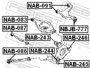 NAB091 Febest Bloco silencioso do braço oscilante superior traseiro