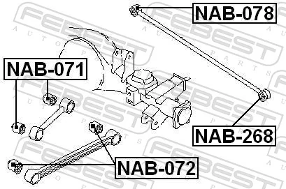 NAB071 Febest Bloco silencioso do braço oscilante superior traseiro longitudinal