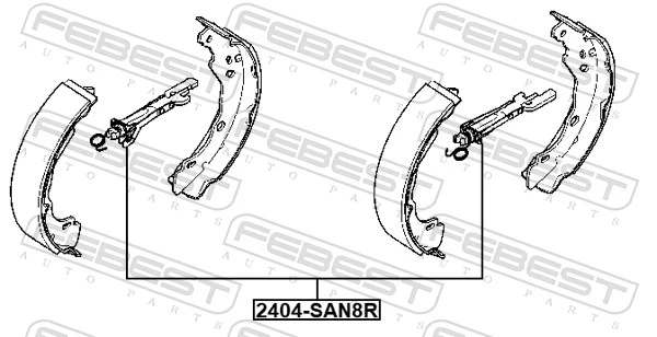 2404SAN8R Febest Mecanismo de aproximação (de auto-aproximação) das sapatas de tambor (kit de reparação levadiça)