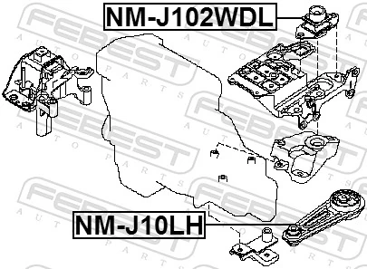 NMJ102WDL Febest Coxim (suporte) esquerdo de motor