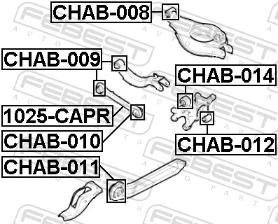 CHAB010 Febest Bloco silencioso externo traseiro de braço oscilante transversal