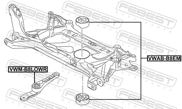 VWMB8LOWR Febest Coxim (suporte) traseiro de motor