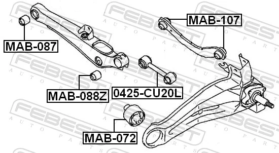 MAB107 Febest Bloco silencioso do braço oscilante superior traseiro