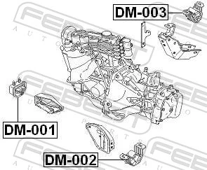 DM003 Febest Coxim (suporte) traseiro de motor