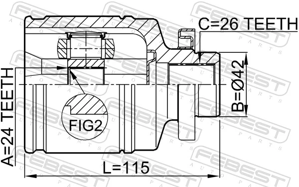 2211NS20RH Febest Junta homocinética interna dianteira