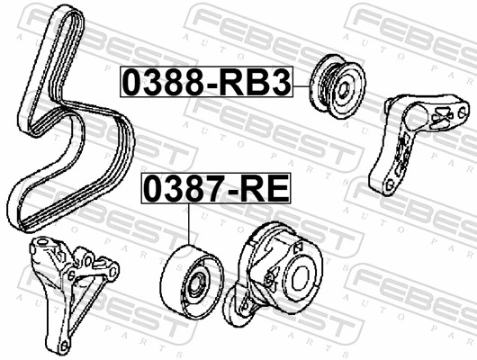 0388RB3 Febest Rolo parasita da correia de transmissão