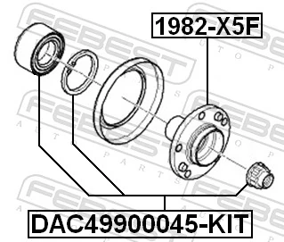 DAC49900045KIT Febest Rolamento de cubo dianteiro