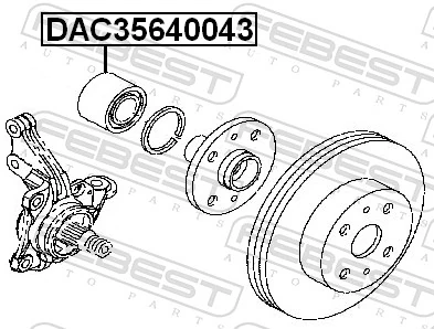 DAC35640043 Febest Rolamento de cubo dianteiro