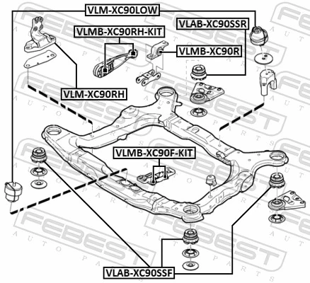 VLMBXC90FKIT Febest Coxim (suporte) direito dianteiro de motor