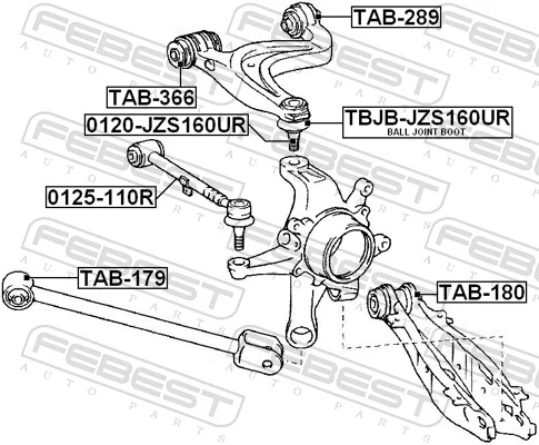 TAB179 Febest Barra longitudinal de suspensão traseira
