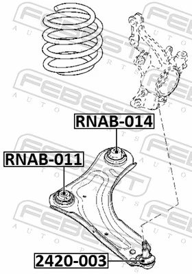 RNAB014 Febest Bloco silencioso dianteiro do braço oscilante inferior