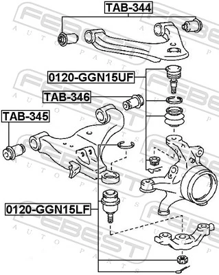 Bloco silencioso dianteiro do braço oscilante inferior Toyota Hilux  KUN15