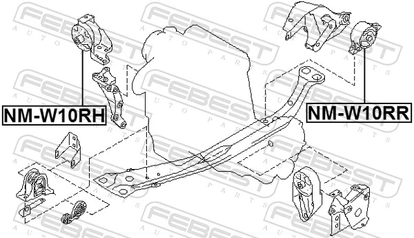Coxim (suporte) traseiro de motor para Nissan Primera  W10