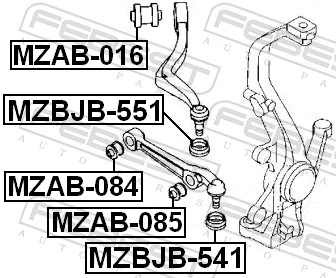 MZBJB551 Febest Bota de proteção de suporte esférico inferior