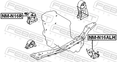 NMN16R Febest Coxim (suporte) direito de motor