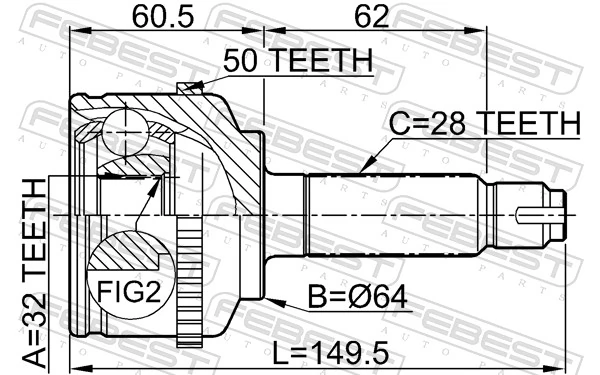 Junta homocinética externa dianteira para Honda Accord VI CG
