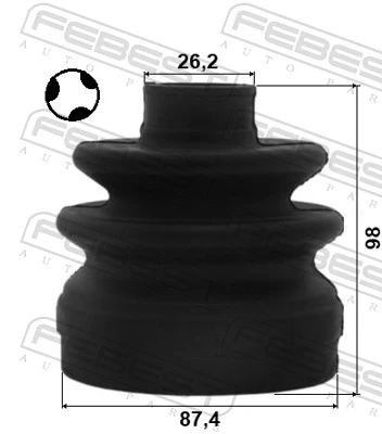 1215CM10T Febest Bota de proteção interna esquerda de junta homocinética do semieixo dianteiro