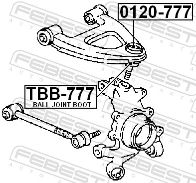 0120777 Febest Suporte de esfera superior de suspensão traseira