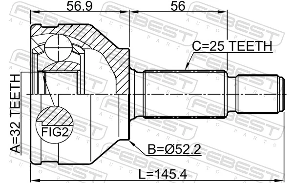 TX502 Ford Junta homocinética externa dianteira