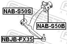 NABS50S Febest Bloco silencioso dianteiro do braço oscilante inferior