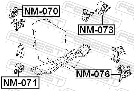 NM076 Febest Coxim (suporte) esquerdo de motor