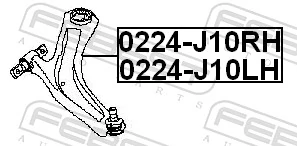 0224J10RH Febest Braço oscilante inferior direito de suspensão dianteira