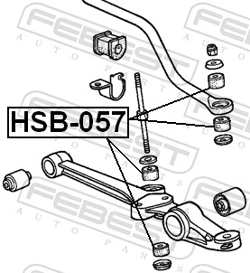HSB057 Febest Bucha de suporte dianteiro de estabilizador