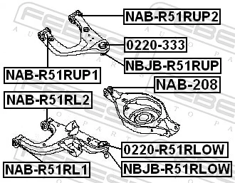 NAB208 Febest Bloco silencioso do braço oscilante inferior traseiro