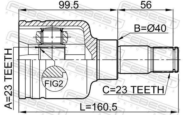 2111CB316LH Febest Junta homocinética interna dianteira esquerda