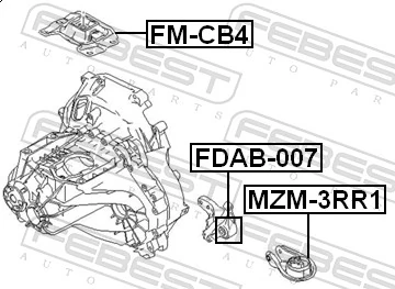FDAB007 Febest Bloco silencioso de suporte de coxim traseiro de motor