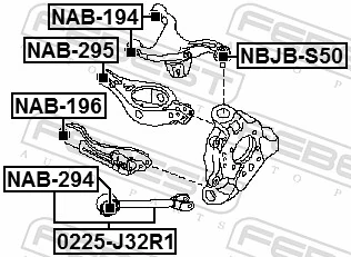 NAB295 Febest Bloco silencioso do braço oscilante inferior traseiro