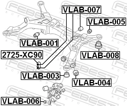2725XC90 Febest Barra Panhard de suspensão traseira