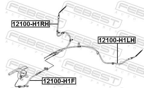 12100H1RH Febest Cabo do freio de estacionamento traseiro direito