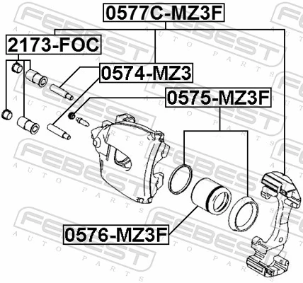 0576MZ3F Febest Pistão de suporte do freio dianteiro