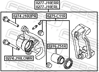 0277J10ERR Febest Suporte do freio traseiro direito