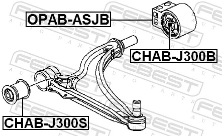 CHABJ300B Febest Bloco silencioso dianteiro do braço oscilante inferior