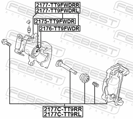 2177CTT9RL Febest Braçadeira do freio de suporte traseiro