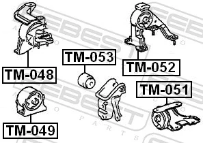  Coxim (suporte) traseiro de motor Toyota Avensis I sedan (T22) (1997 - 2003) I