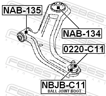 0220C11 Febest Suporte de esfera inferior