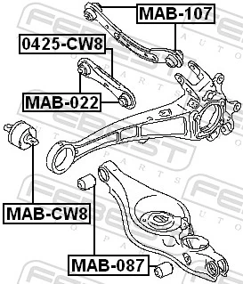 MAB022 Febest Bloco silencioso da barra Panhard (de suspensão traseira)