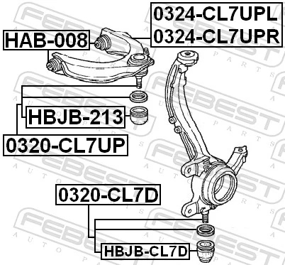 HBJBCL7D Febest Bota de proteção de suporte esférico inferior
