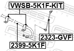 VWSB5K1FKIT Febest Bucha de estabilizador dianteiro