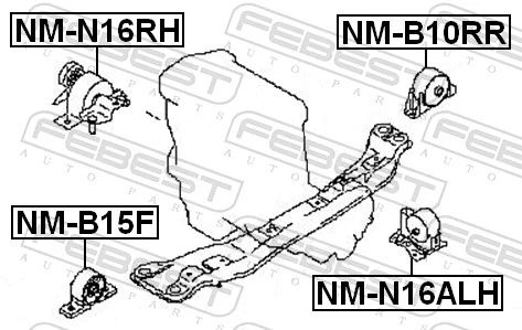 NMB10RR Febest Coxim (suporte) traseiro de motor