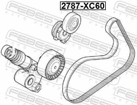 2787XC60 Febest Rolo de reguladora de tensão da correia de transmissão